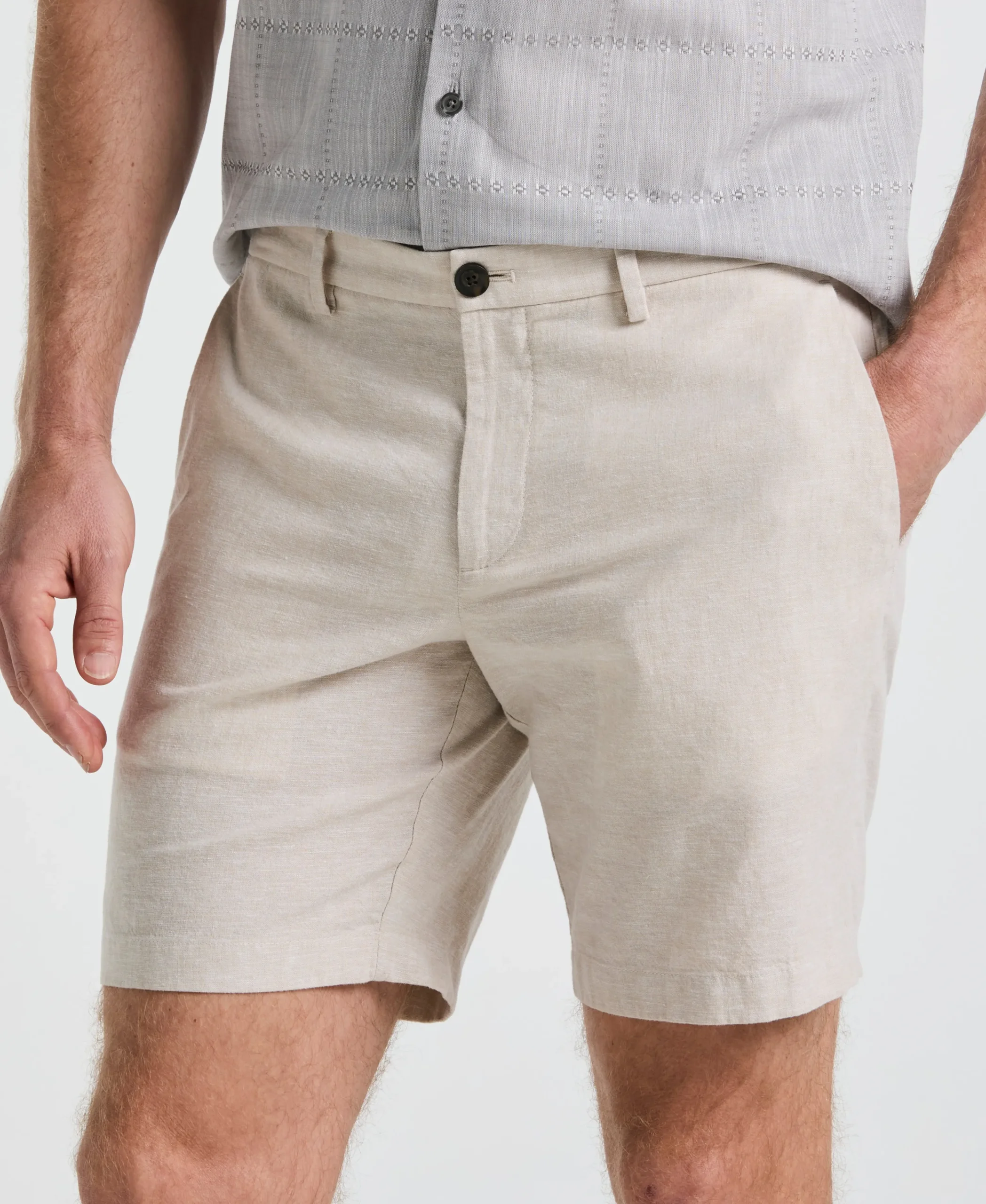 8" Flat Front Linen Cotton Short