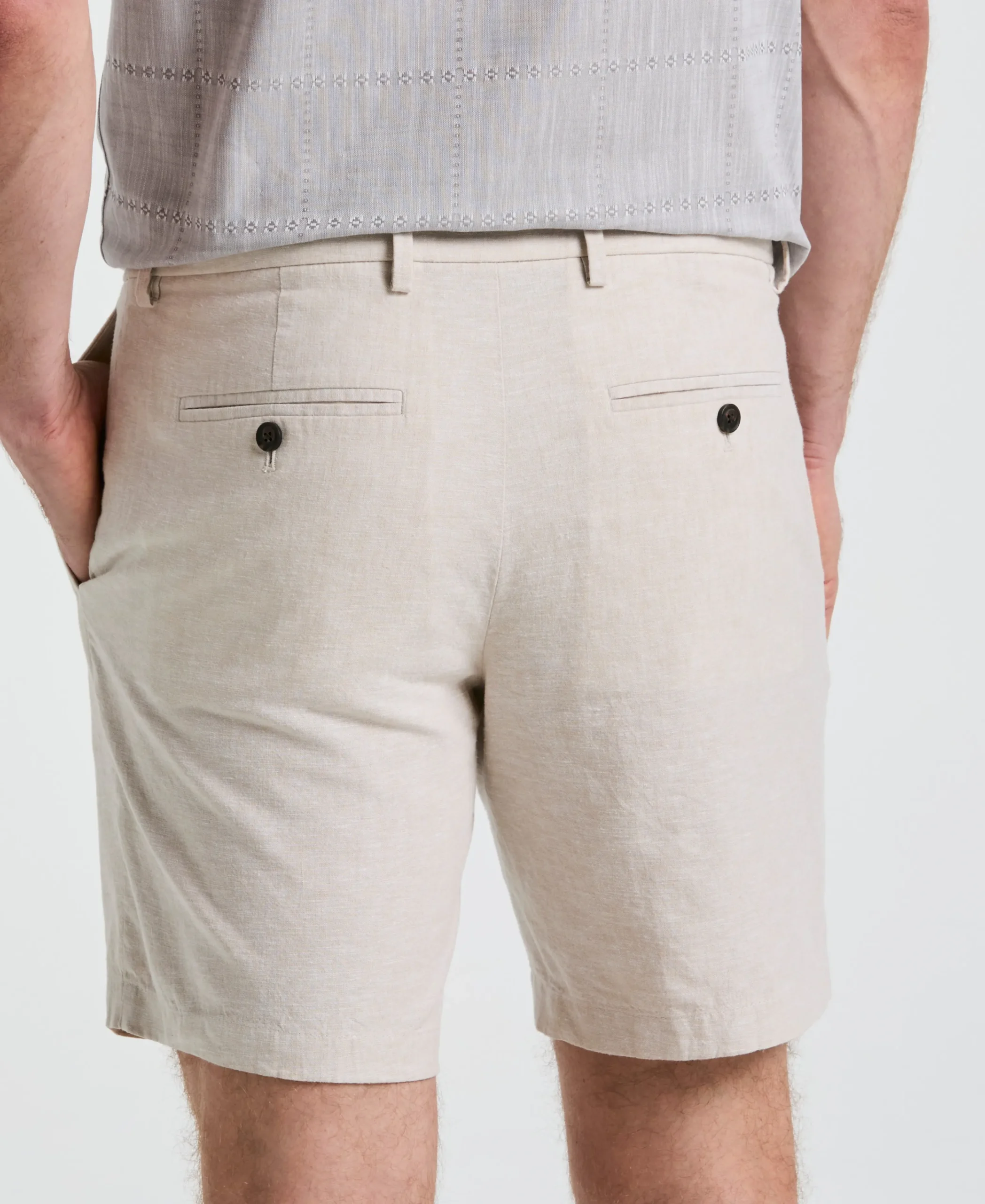 8" Flat Front Linen Cotton Short
