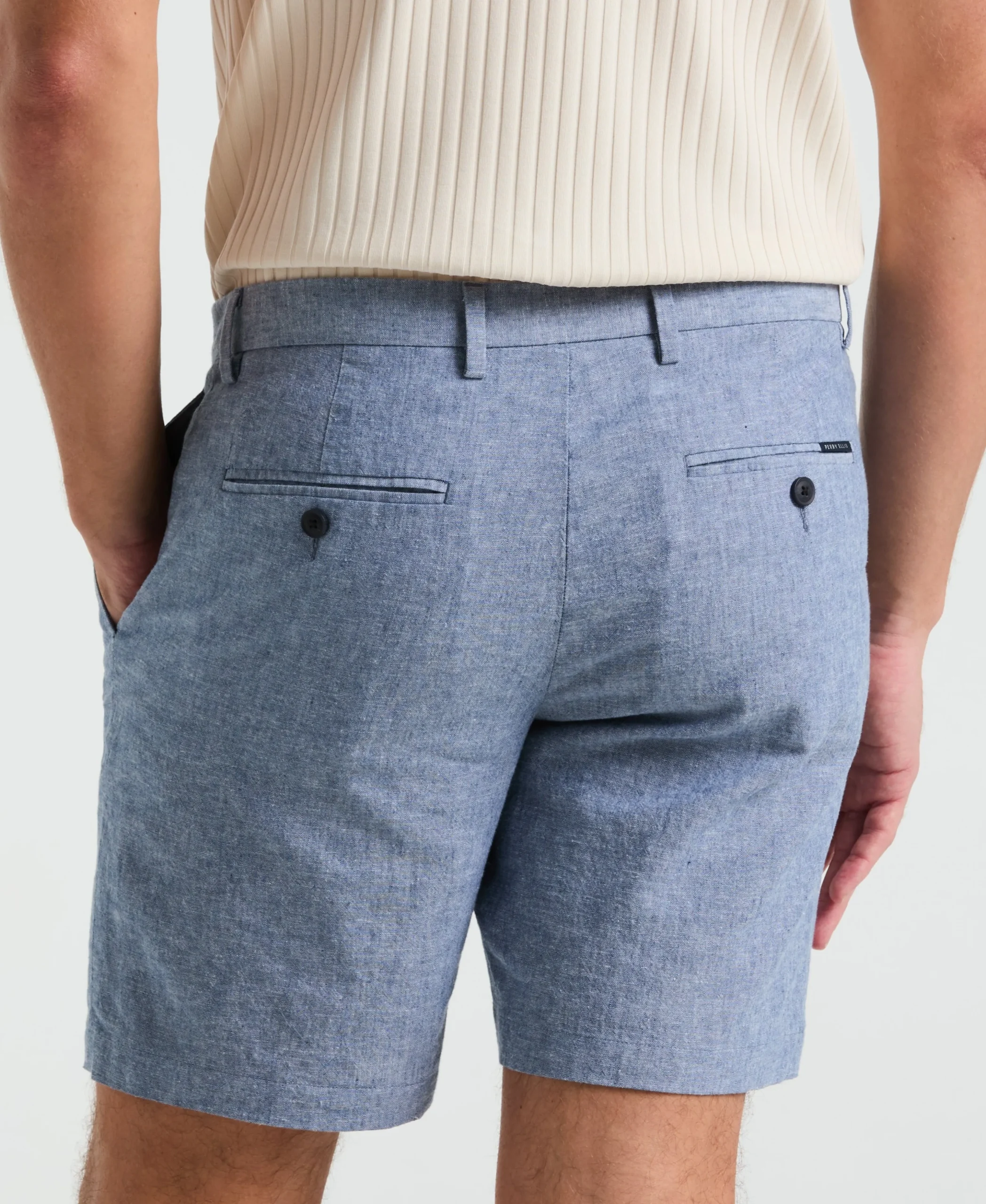8" Flat Front Linen Cotton Short