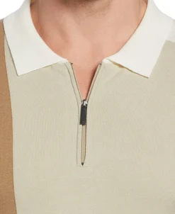 CLEARANCE Big & Tall Tech Knit Color Block Zip Polo