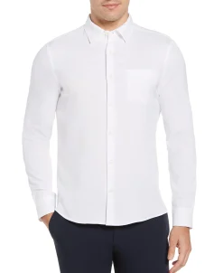CLEARANCE Big & Tall Untucked Total Stretch Solid Shirt - White