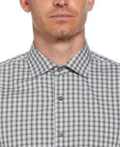 CLEARANCE Slim Fit Button-Down Haven Ombre Checkered Plaid Dress Shirt