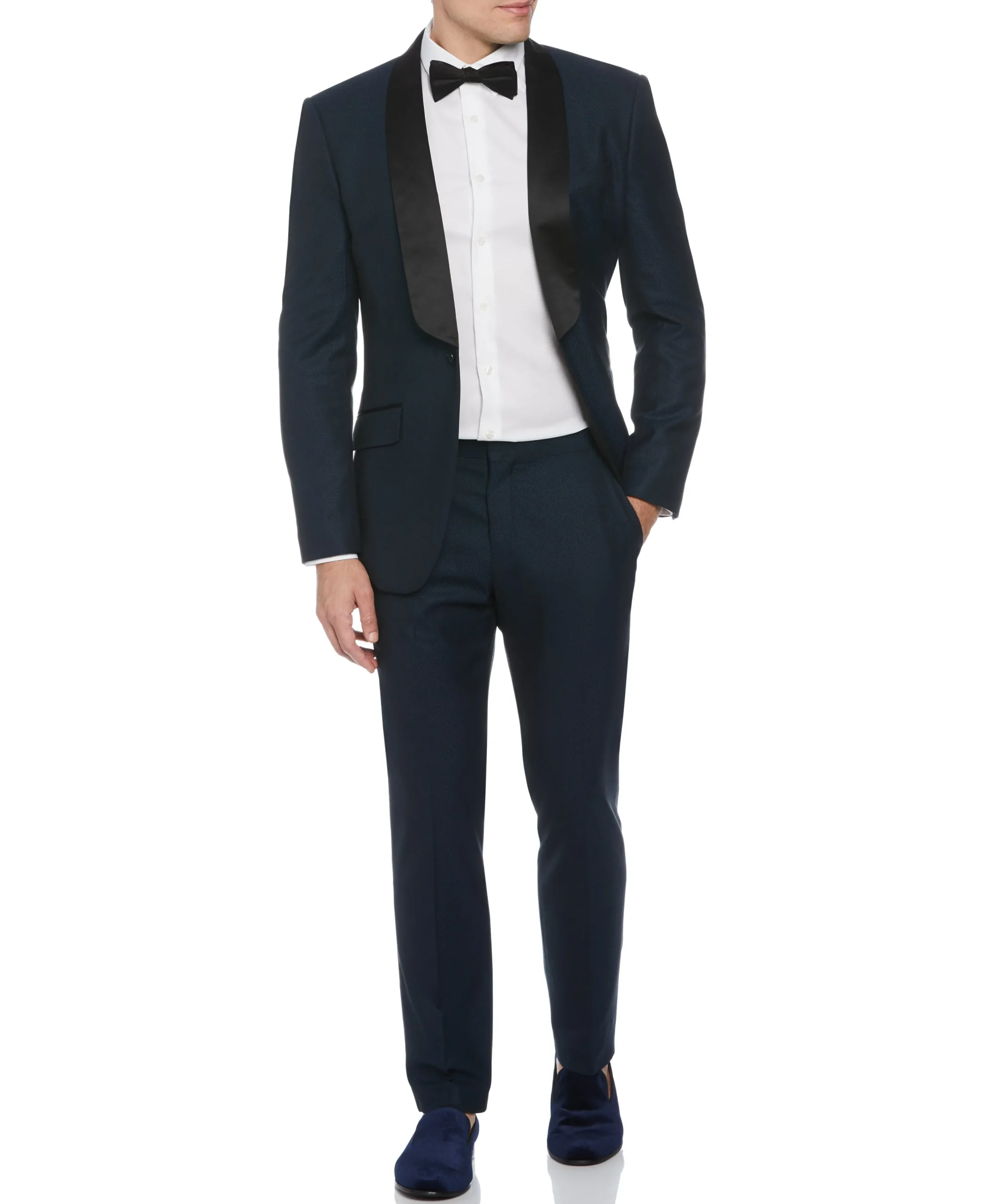 CLEARANCE Slim Fit Navy Textured Tuxedo