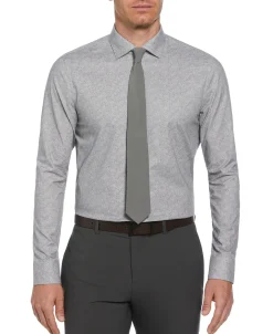 CLEARANCE Slim Fit Pindot Button-Down on Floral Pattern Dress Shirt