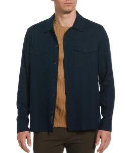CLEARANCE Slim Fit Solid Twill Button Down Shirt