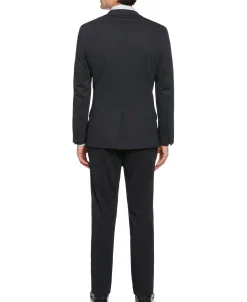 CLEARANCE Slim Fit Stretch Pindot Navy Knit Suit