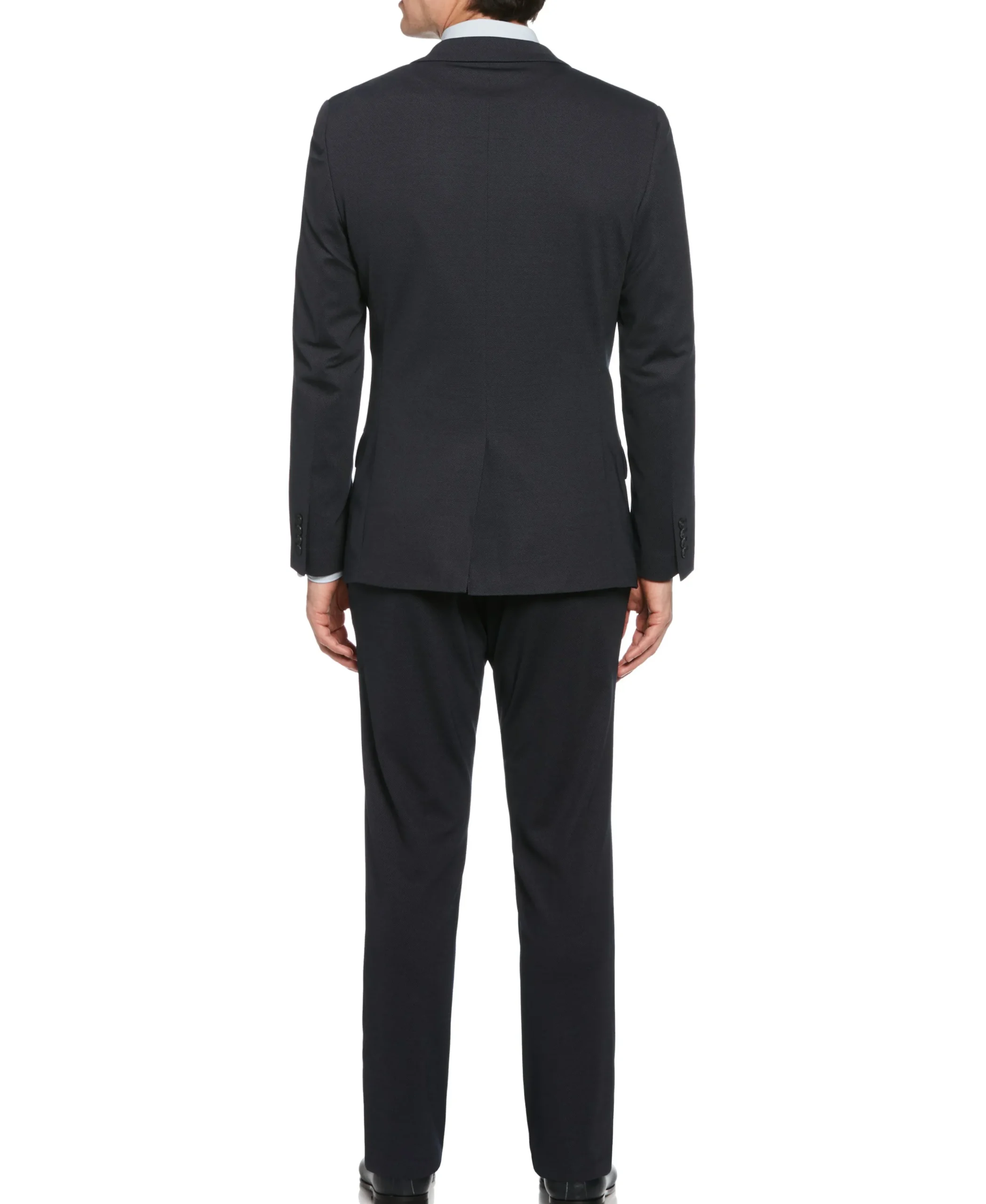CLEARANCE Slim Fit Stretch Pindot Navy Knit Suit