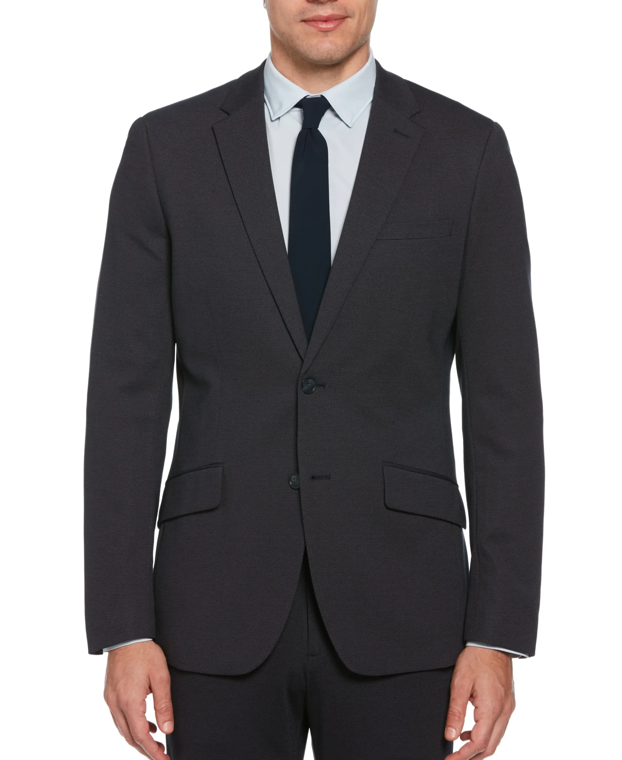 CLEARANCE Slim Fit Stretch Pindot Navy Knit Suit