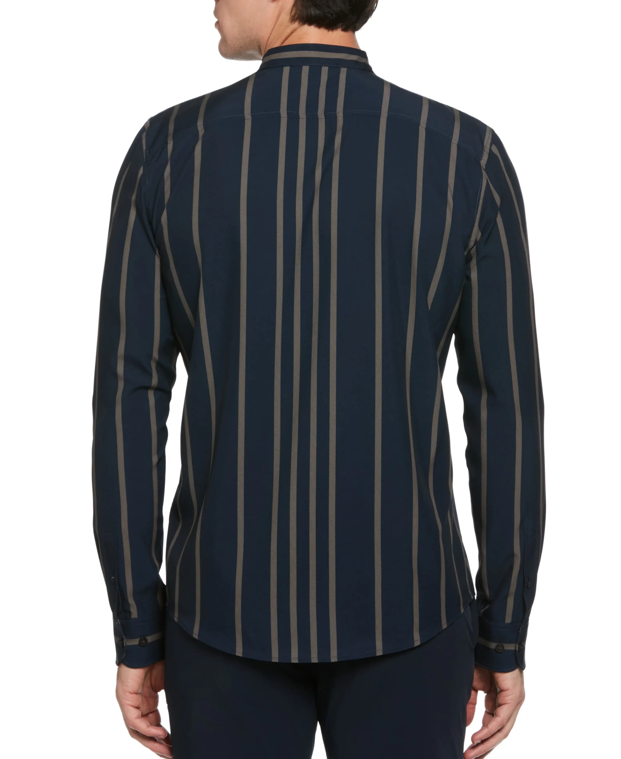 CLEARANCE Slim Fit Total Stretch Striped Banded Collar Shirt