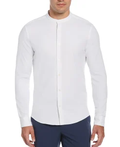 CLEARANCE Tall Untucked Total Stretch Slim Fit Banded Collar Shirt - White