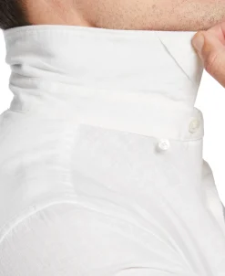 CLEARANCE Untucked Slim Fit Linen Blend Rolled Sleeve Shirt - White