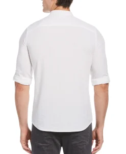CLEARANCE Untucked Total Stretch Slim Fit Seersucker Shirt - White