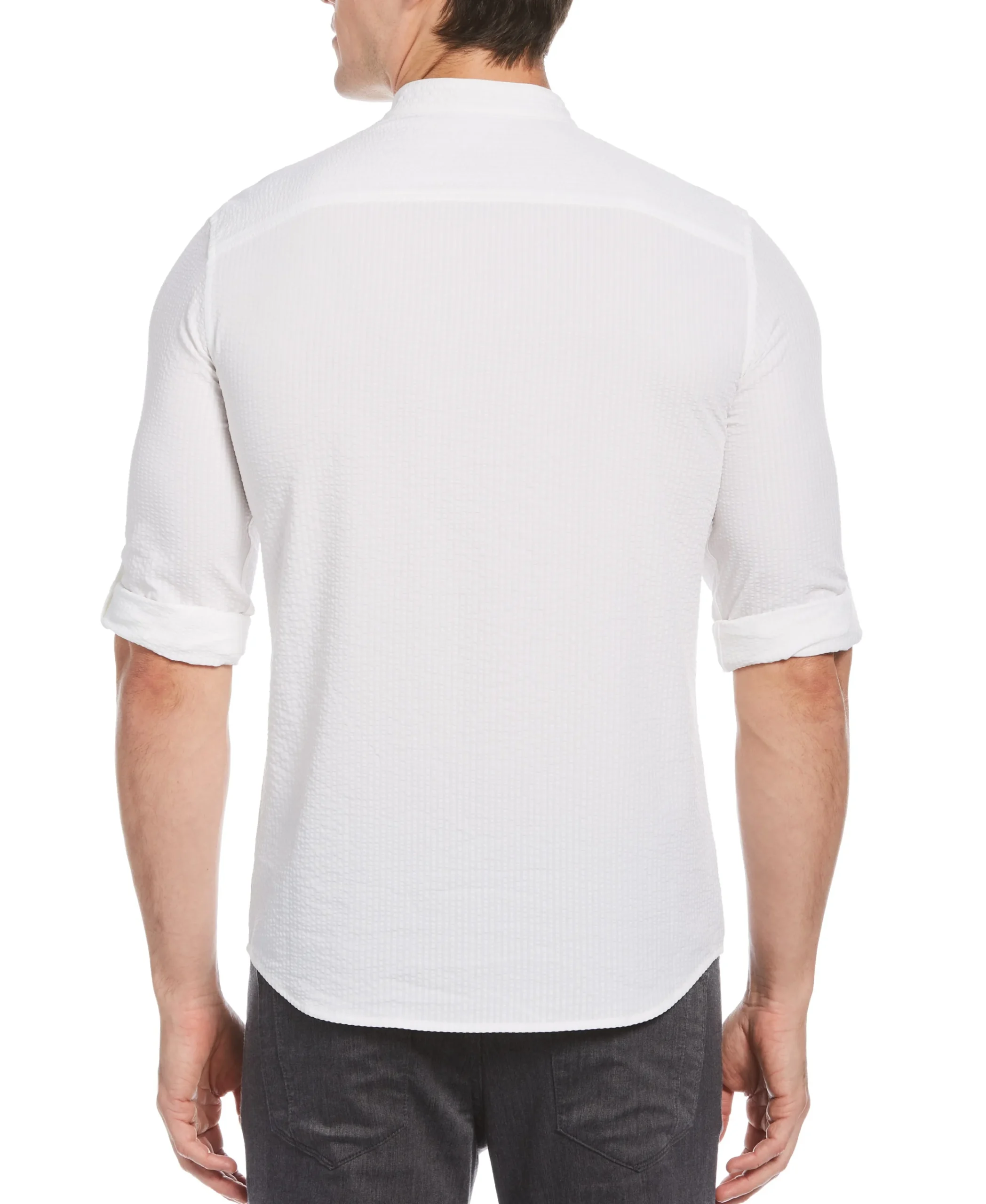 CLEARANCE Untucked Total Stretch Slim Fit Seersucker Shirt - White