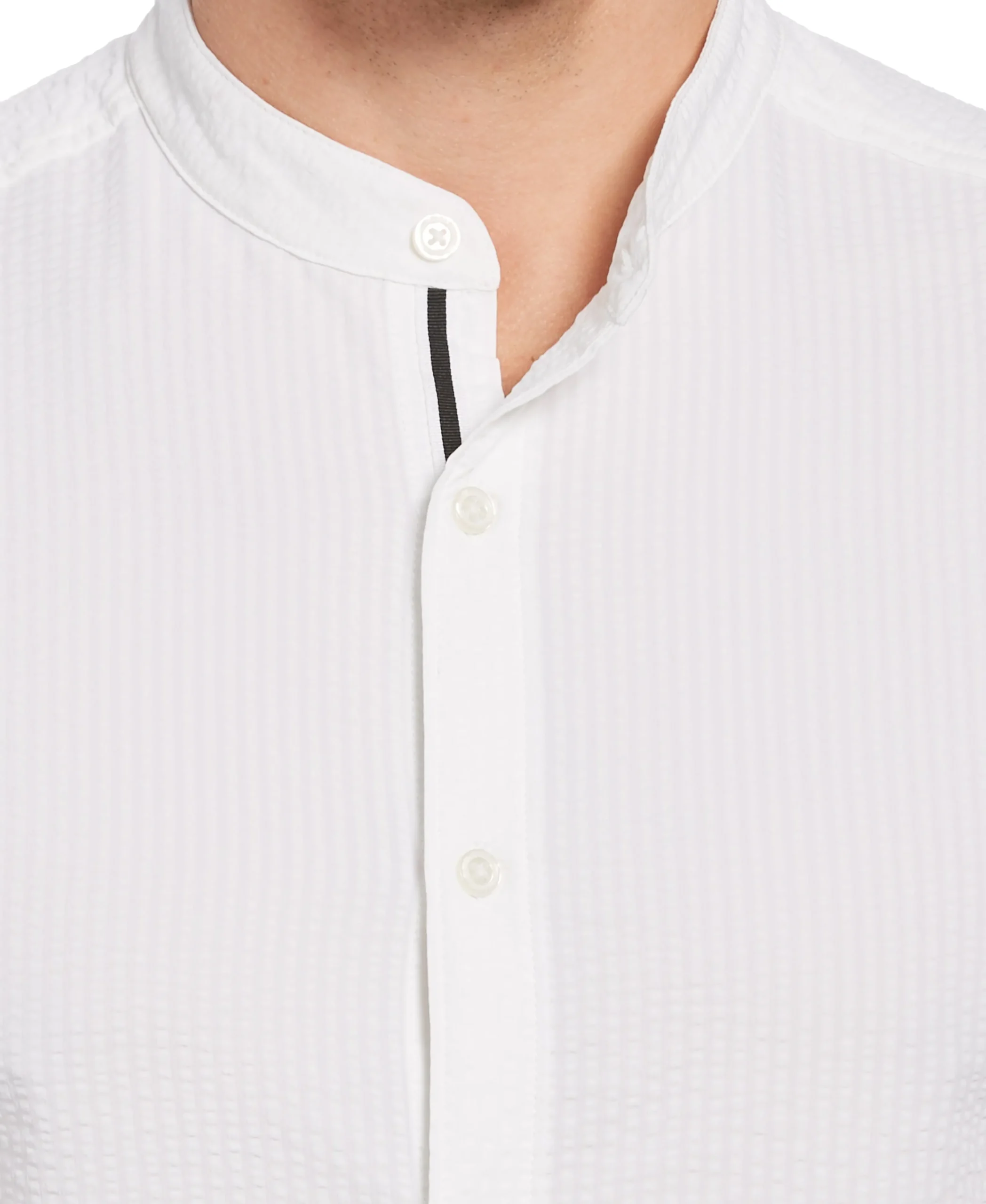 CLEARANCE Untucked Total Stretch Slim Fit Seersucker Shirt - White