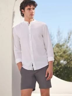 CLEARANCE Untucked Total Stretch Slim Fit Seersucker Shirt - White