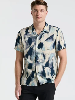 EcoVero™ Abstract Print Camp Collar Shirt