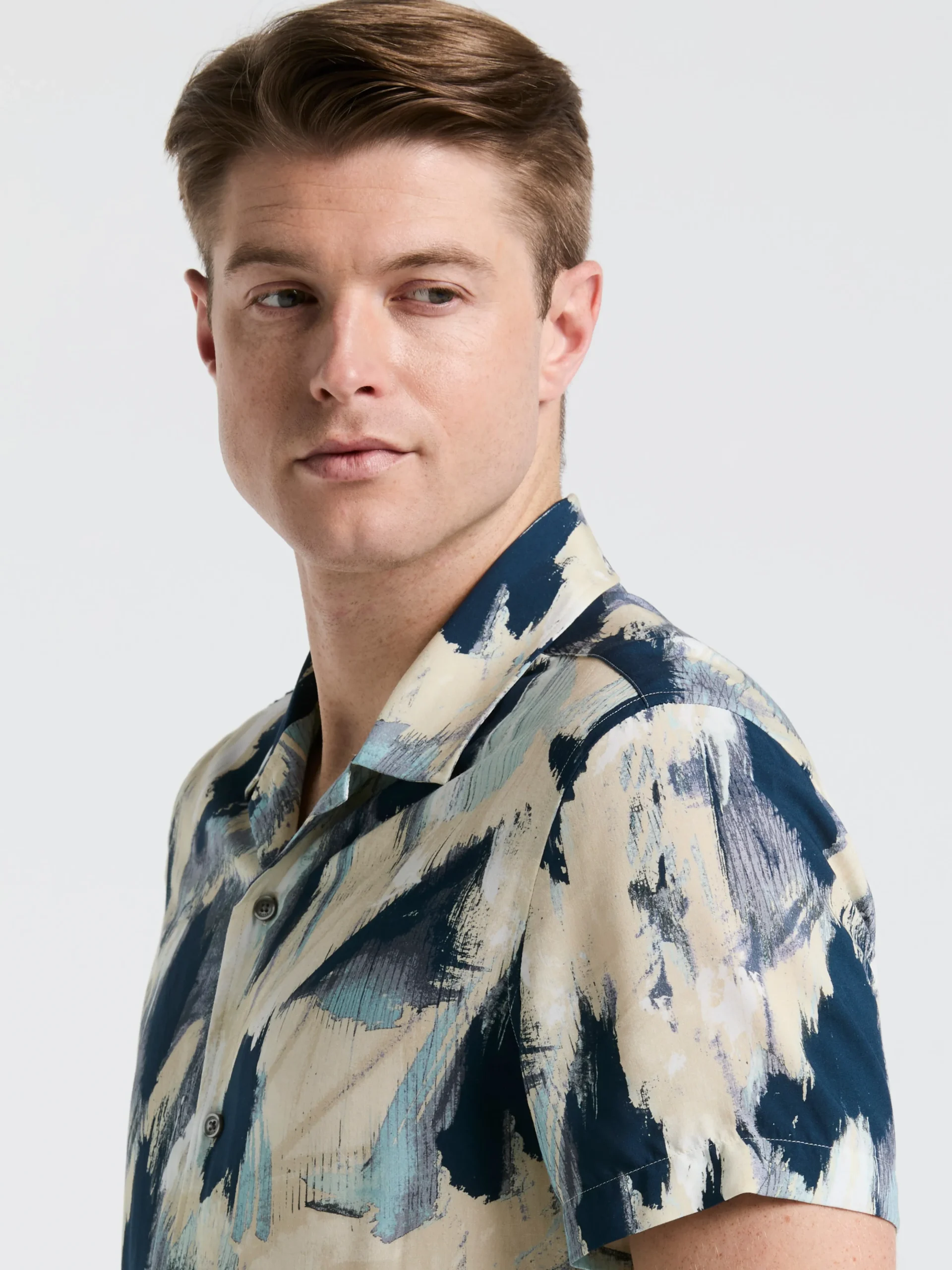 EcoVero™ Abstract Print Camp Collar Shirt