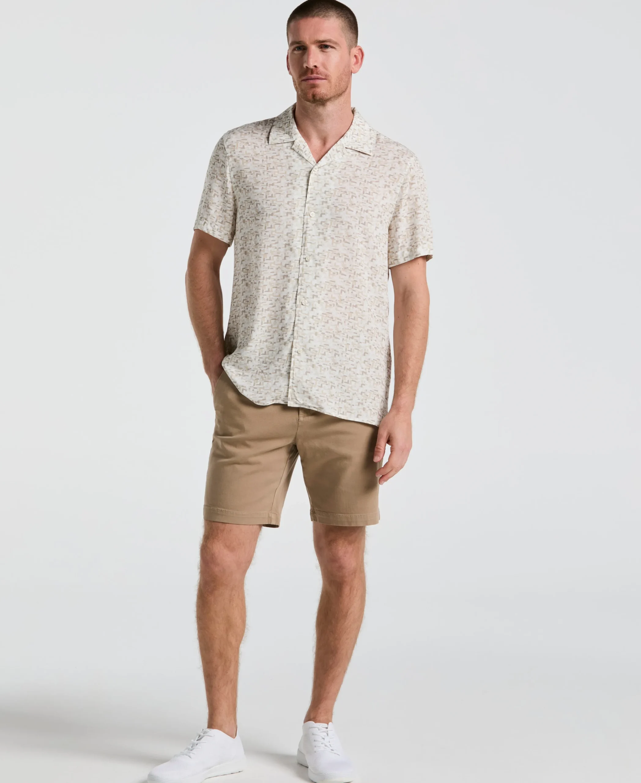 EcoVero™ Brushstroke Print Camp Collar Shirt