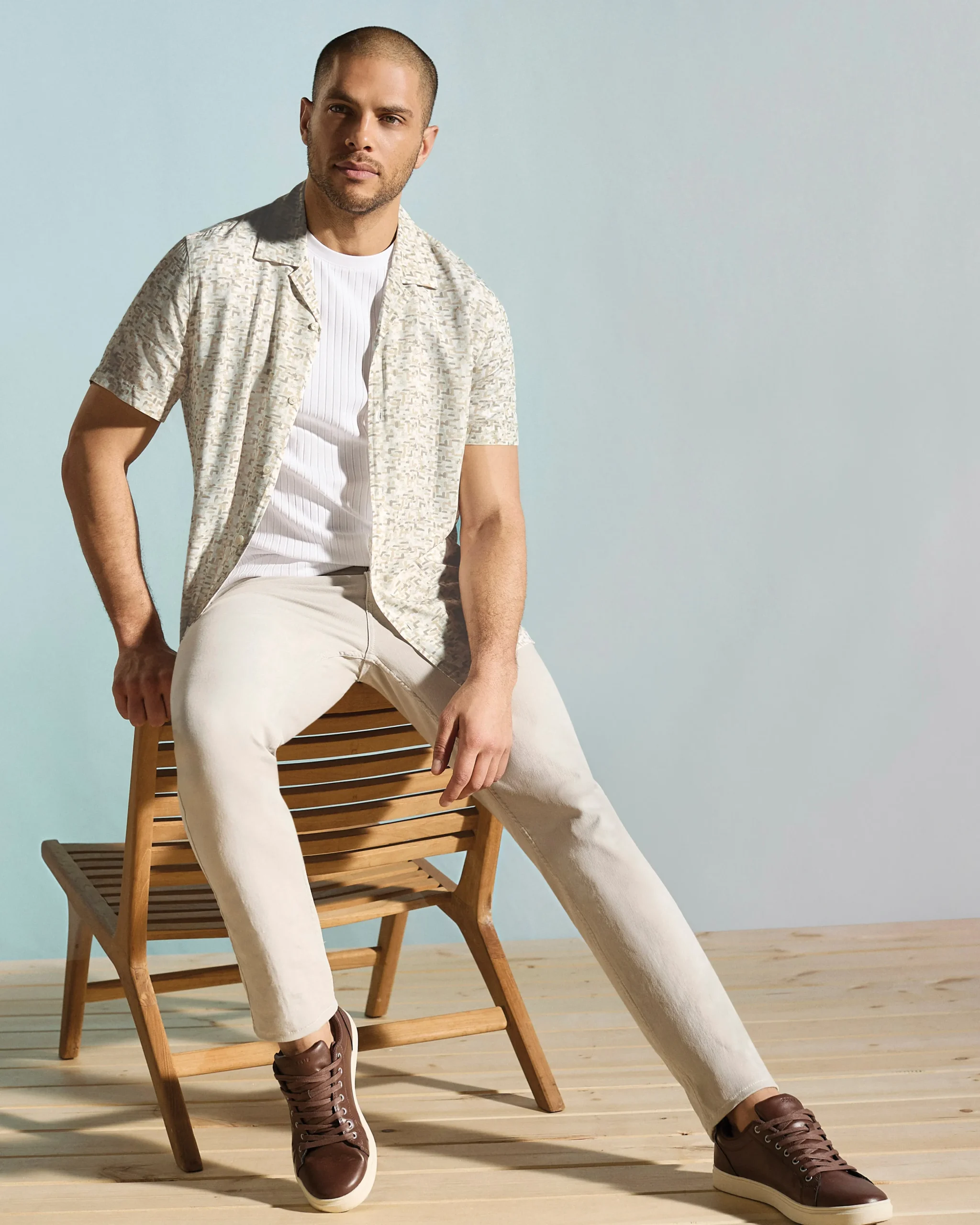 EcoVero™ Brushstroke Print Camp Collar Shirt