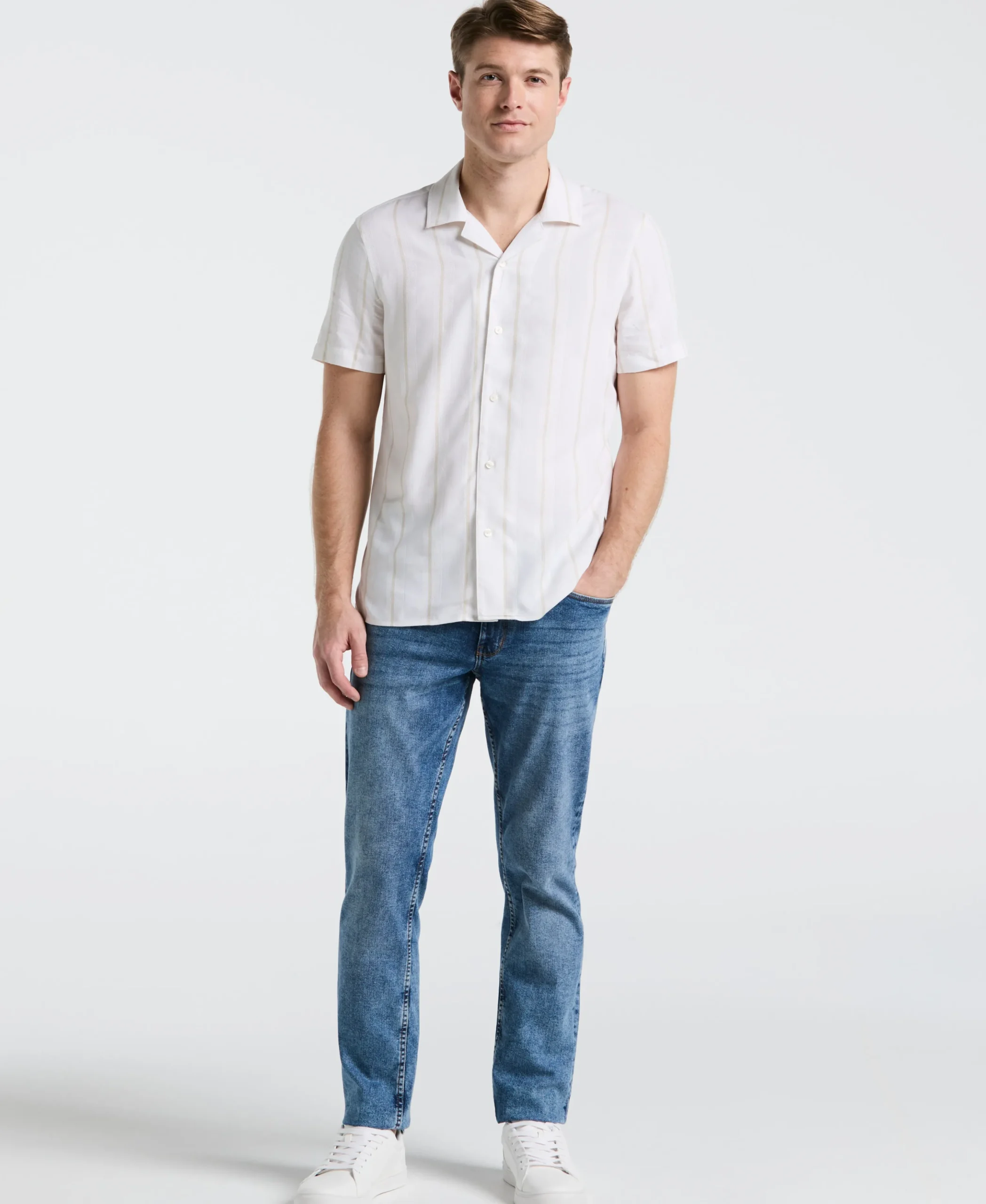 EcoVero™ Striped Camp Collar Shirt
