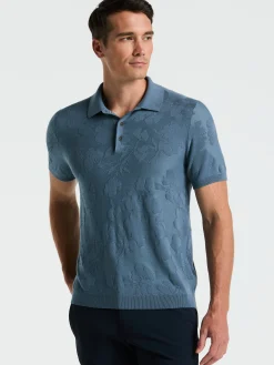 Jacquard Floral Polo Sweater