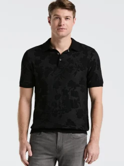 Jacquard Floral Polo Sweater