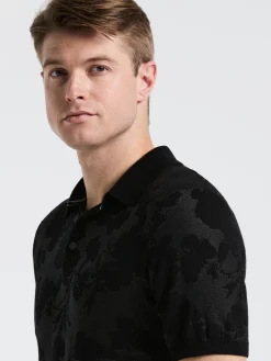 Jacquard Floral Polo Sweater