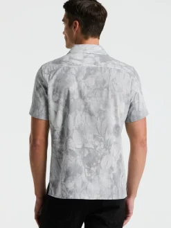Leaf Print Camp Collar Shirt