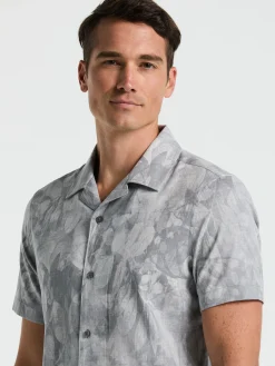 Leaf Print Camp Collar Shirt
