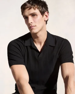 Mesh Stripe Sweater Polo