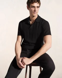 Mesh Stripe Sweater Polo