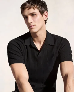 Mesh Stripe Sweater Polo