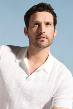 Mesh Stripe Sweater Polo
