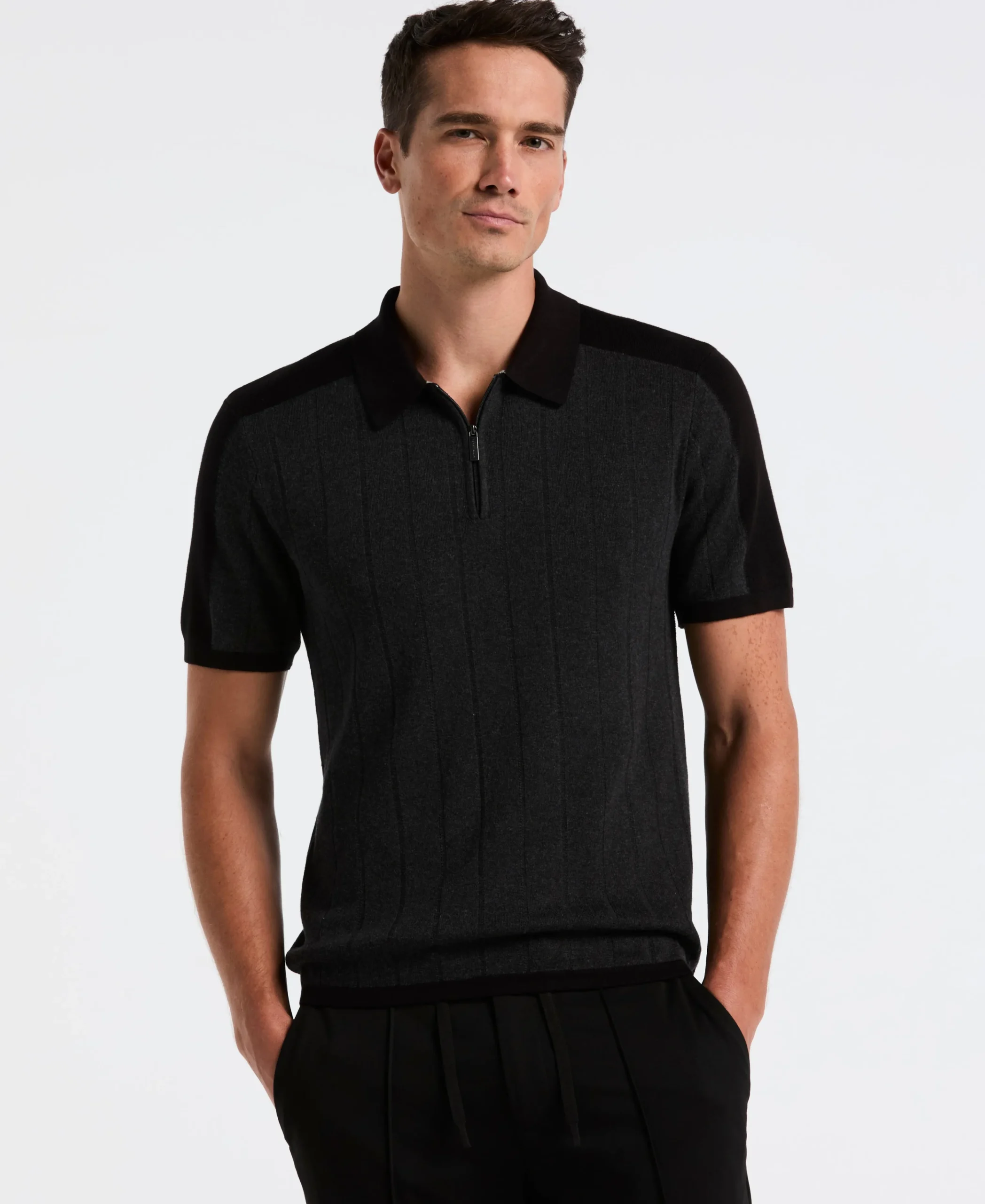 NEW! Heathered Zip Polo Shirt