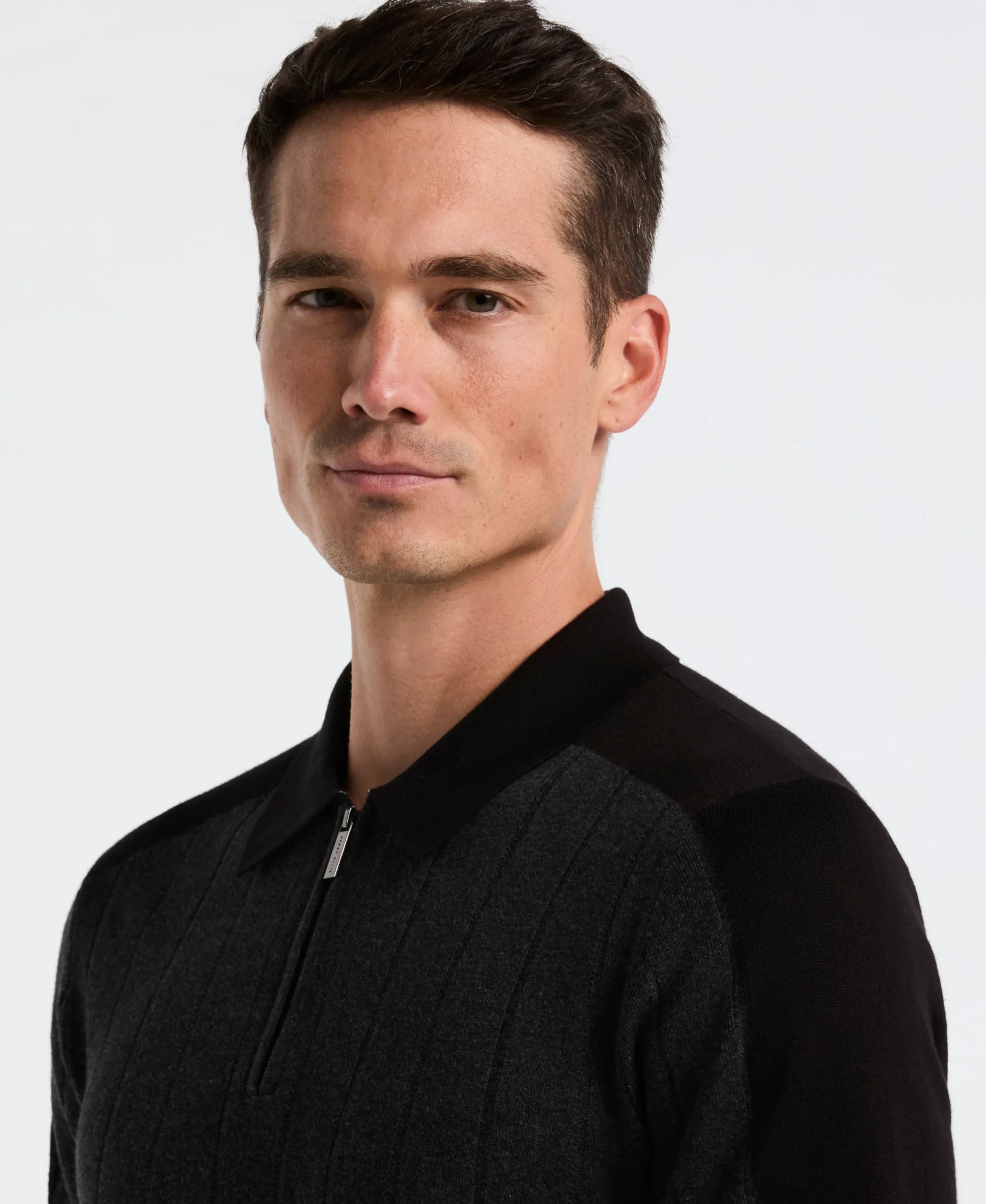 NEW! Heathered Zip Polo Shirt
