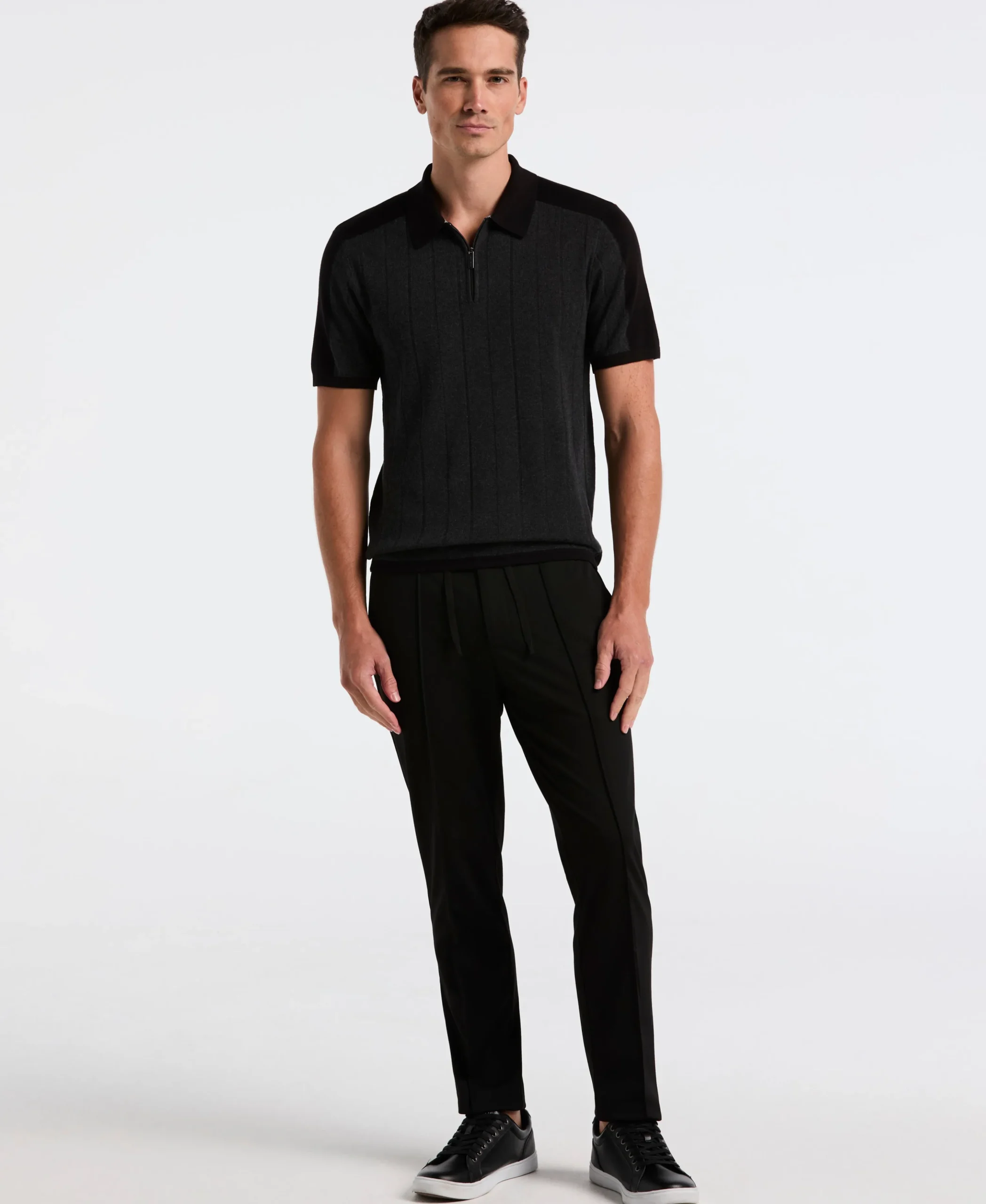 NEW! Heathered Zip Polo Shirt