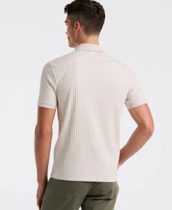 NEW! Ribbed Quarter Zip Heathered Polo
