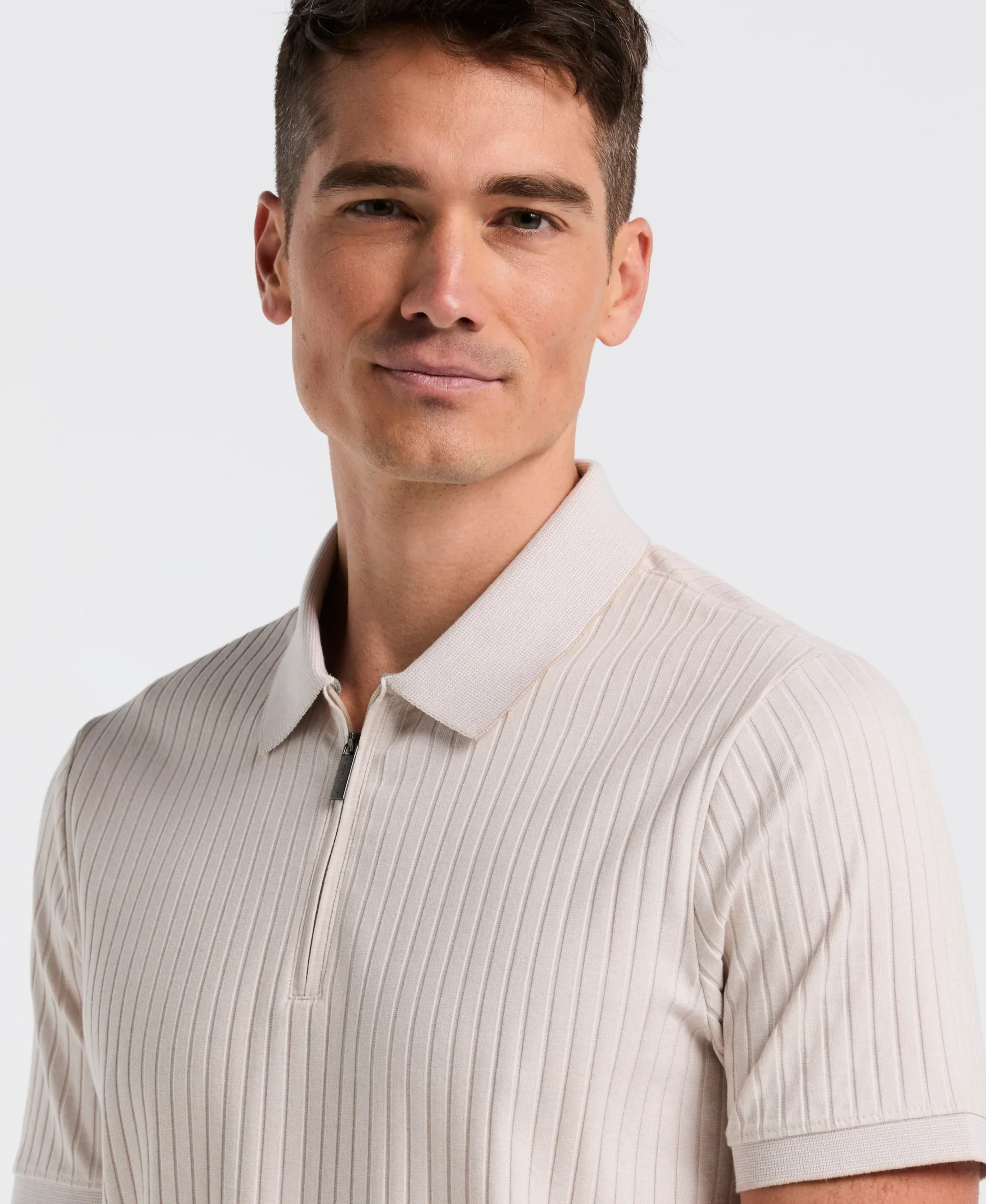NEW! Ribbed Quarter Zip Heathered Polo