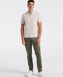 NEW! Ribbed Quarter Zip Heathered Polo