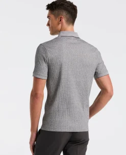 NEW! Ribbed Quarter Zip Heathered Polo