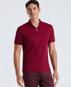 NEW! Ribbed Quarter Zip Polo