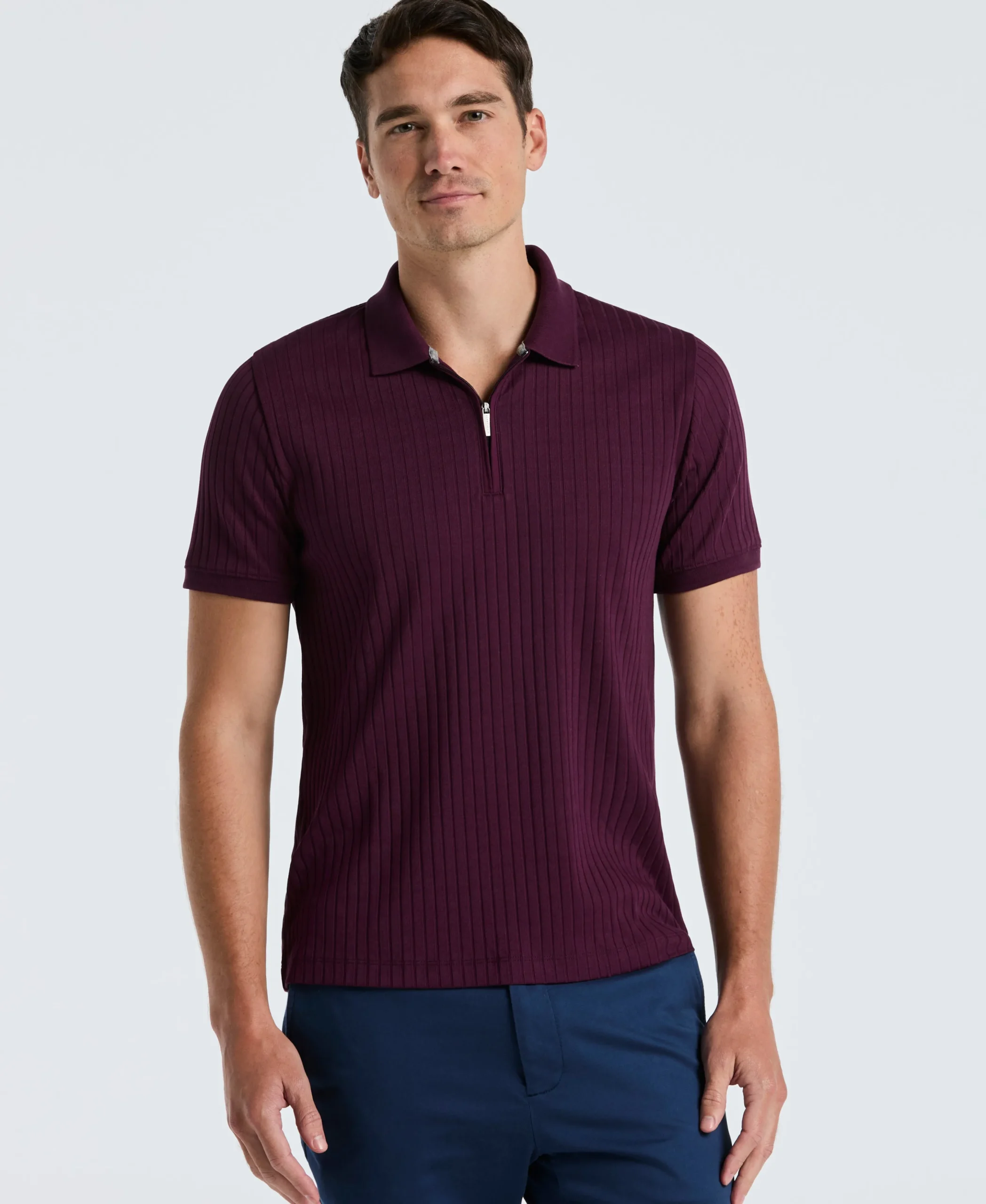 NEW! Ribbed Quarter Zip Polo
