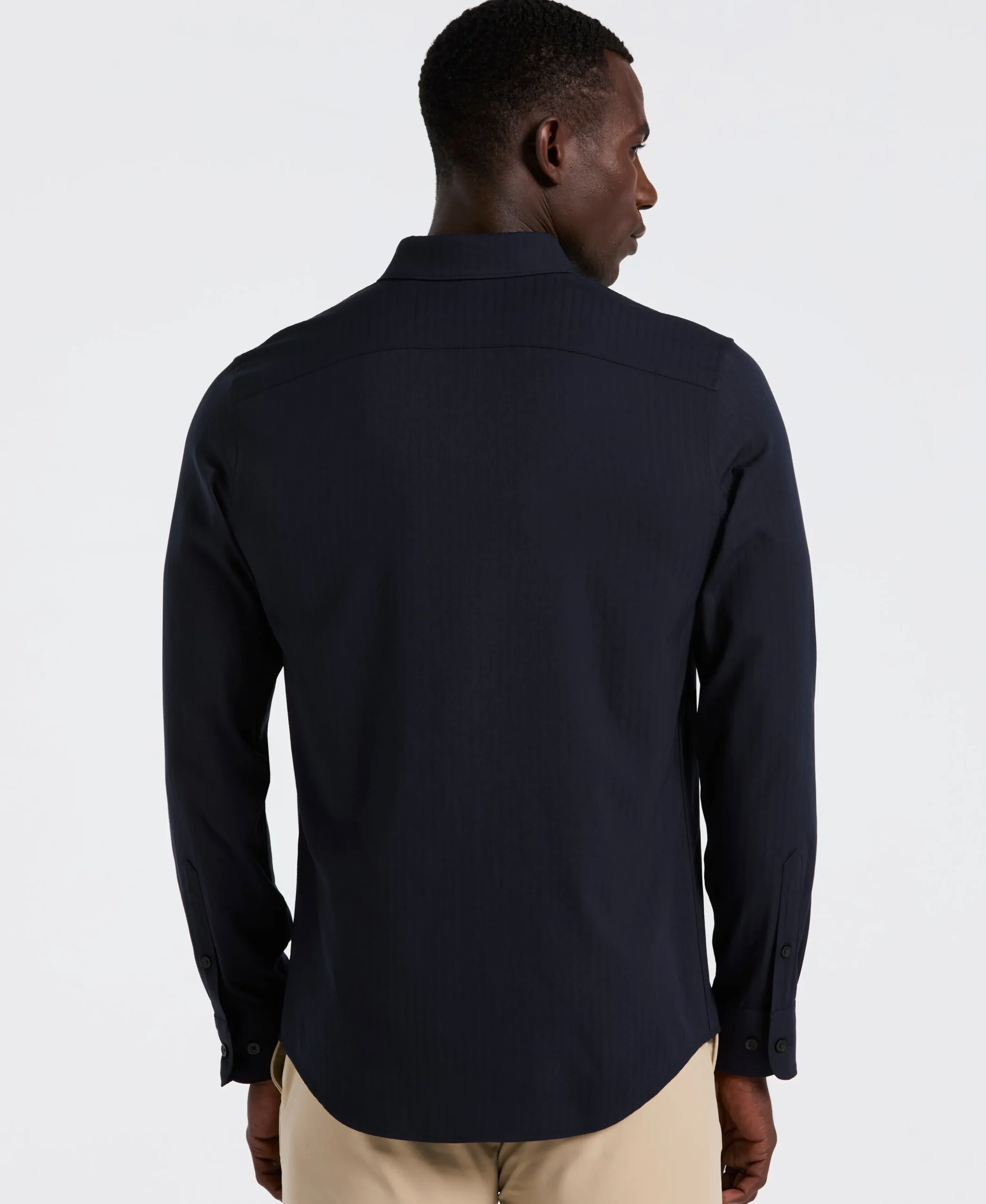 NEW! Slim Fit Ribbed Solid Total Stretch Shirt
