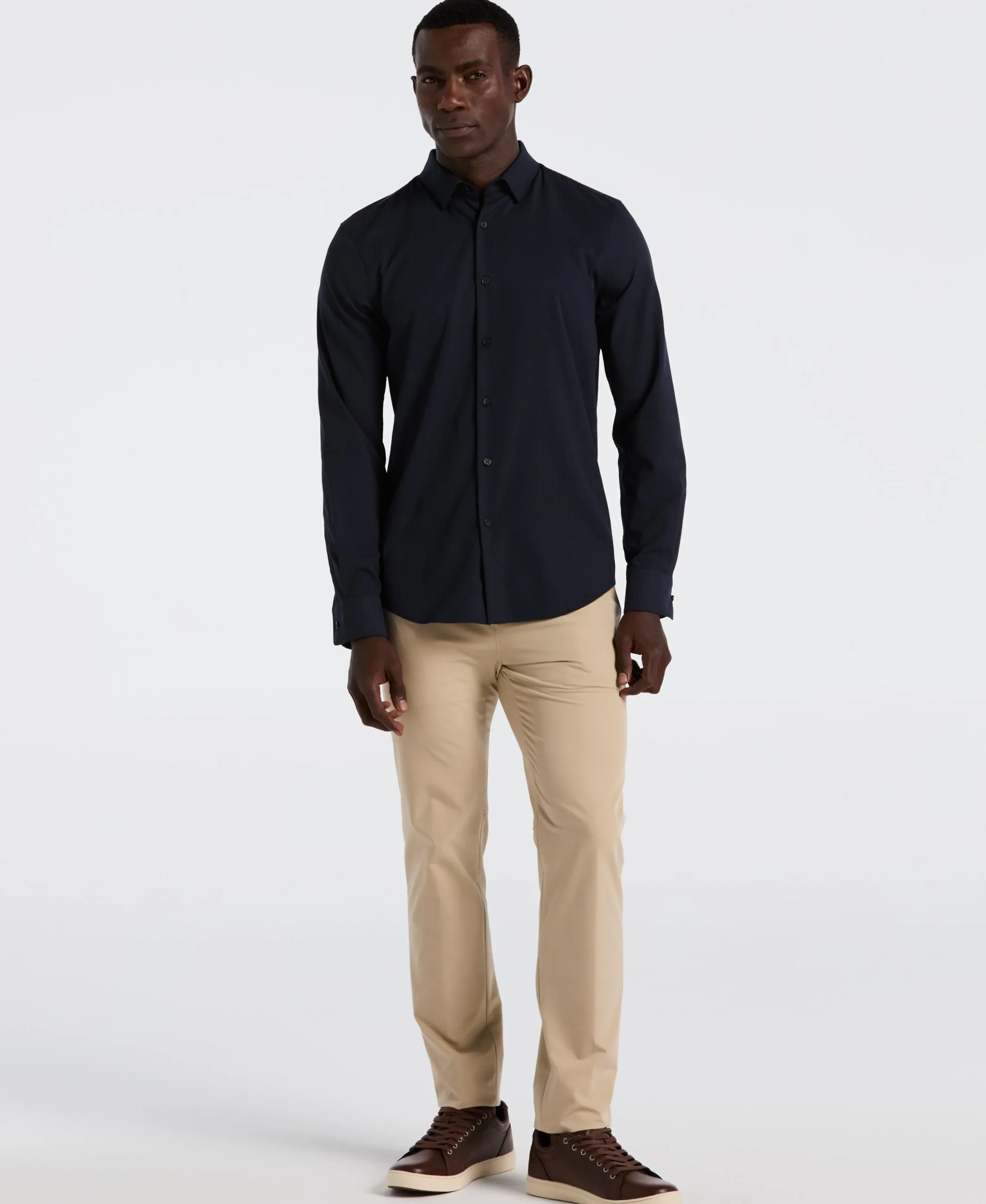 NEW! Slim Fit Ribbed Solid Total Stretch Shirt