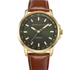 NEW! Solar Powered Vegan Cognac Leather Watch