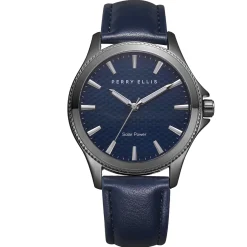 NEW! Solar Powered Vegan Navy Leather Watch