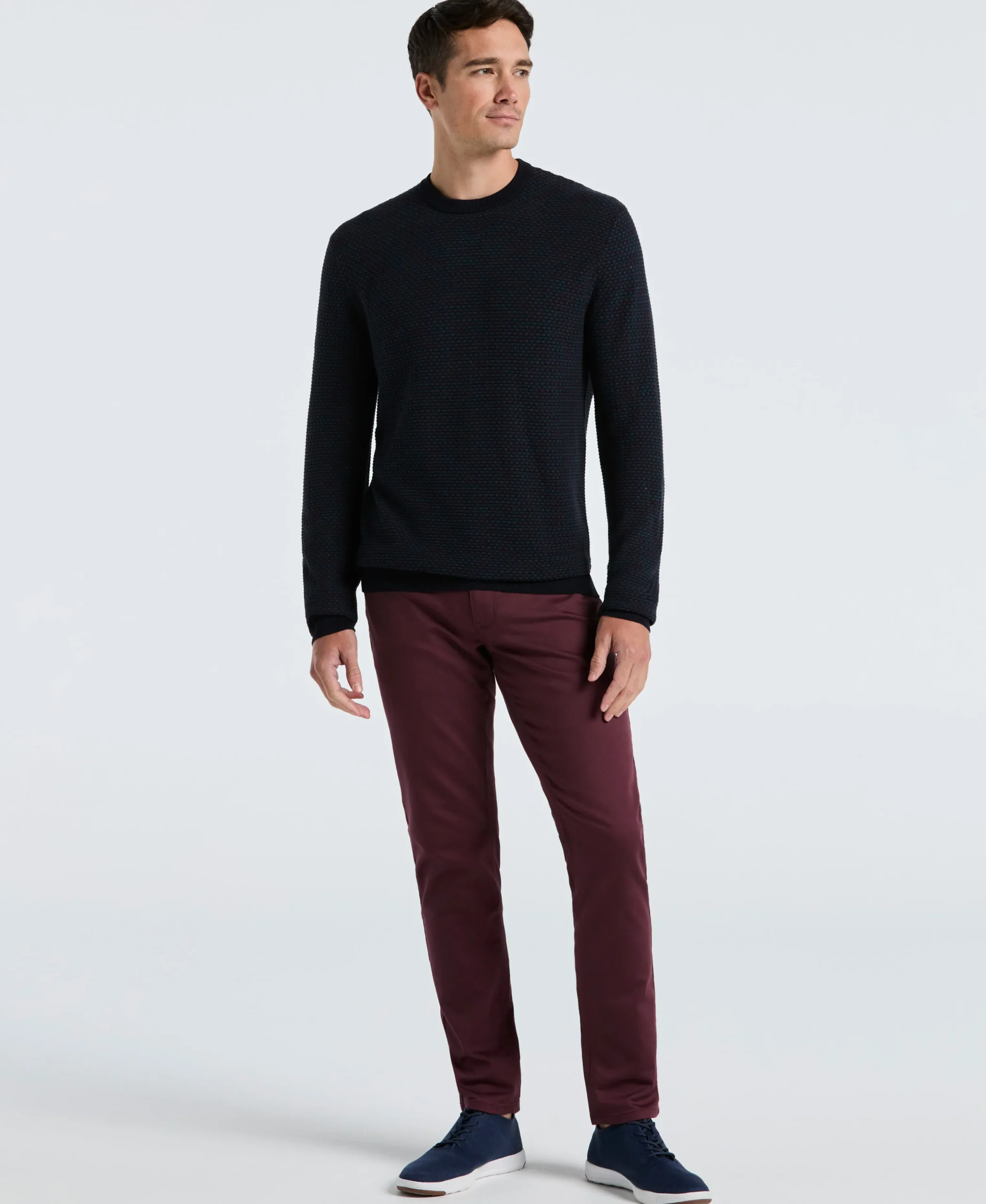 NEW! Space Dye Texture Crew Neck Sweater