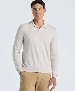 NEW! Tech Knit Open Collar Sweater Polo Long Sleeve