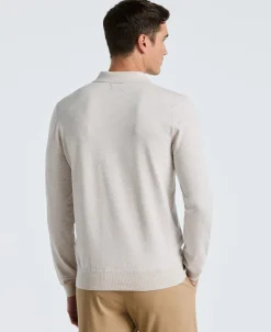 NEW! Tech Knit Open Collar Sweater Polo Long Sleeve