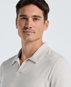 NEW! Tech Knit Open Collar Sweater Polo Long Sleeve